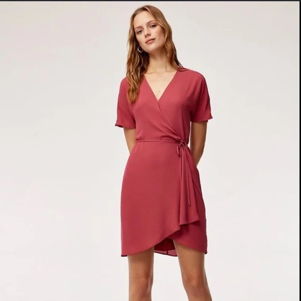 Aritzia Elegant Pink Wrap Dress